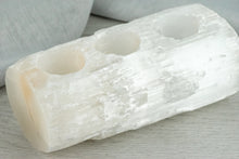 Load image into Gallery viewer, Selenite Triple Tealight Candle Holder
